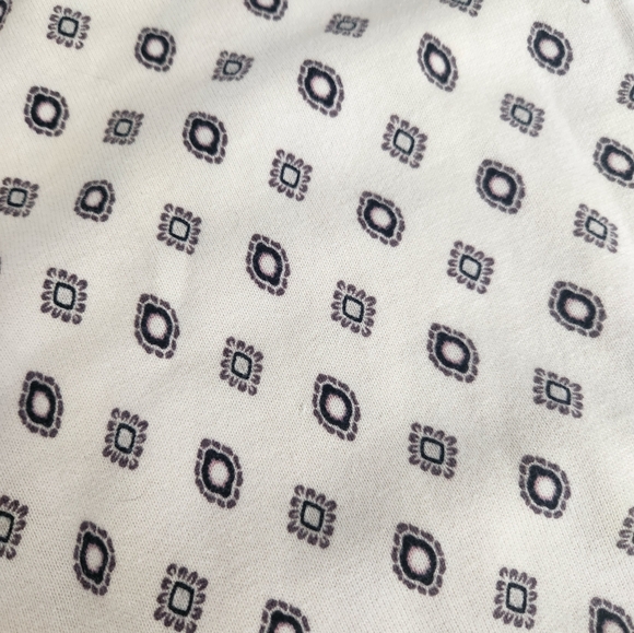 Loft Cream Crew Neck Light Sweater with Ornate Black Pattern. - Picture 8 of 9